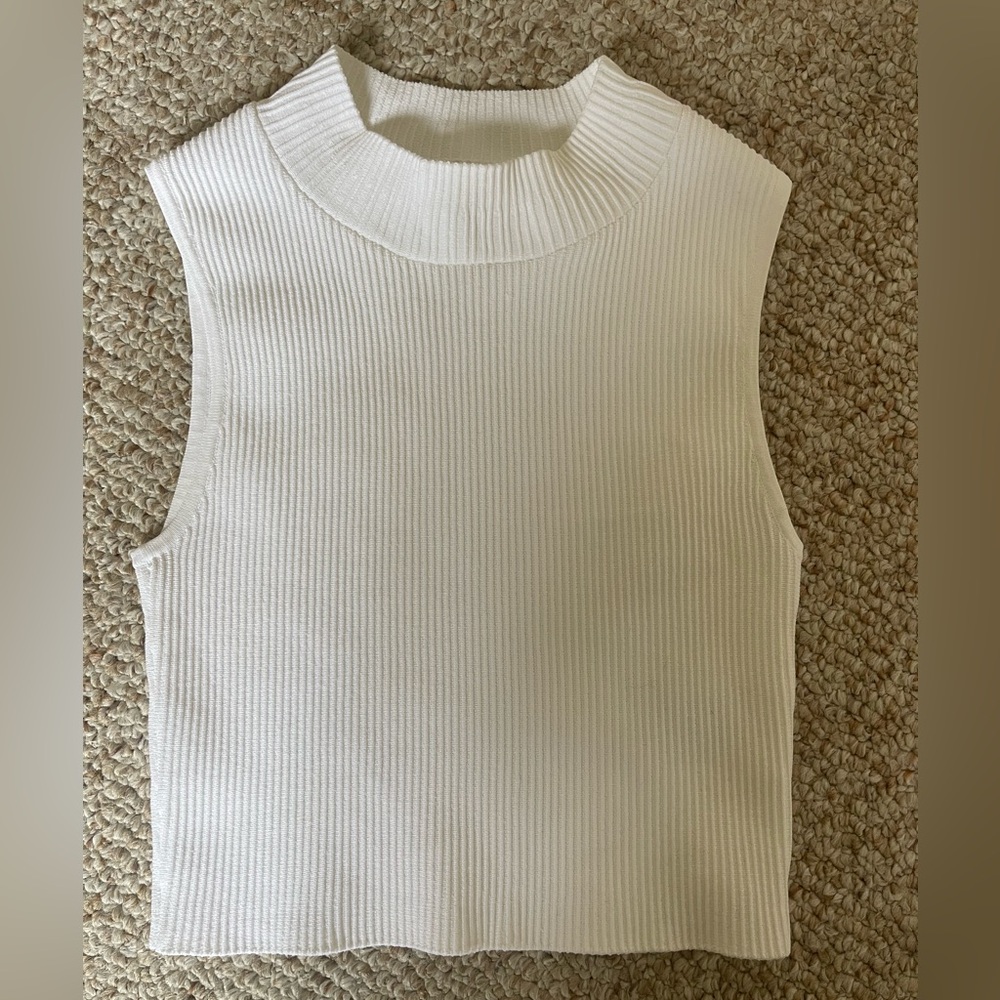 Aritzia Babaton turtle neck sleeveless knit white top XXS